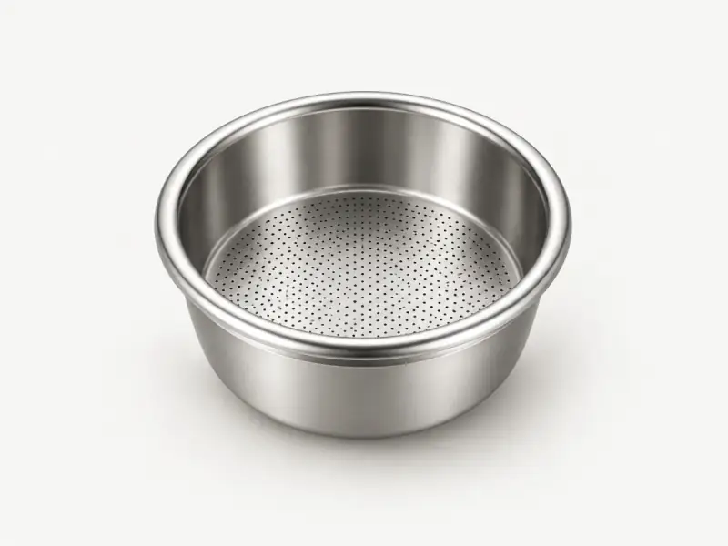 Illustration of a high-extraction 58mm filter basket