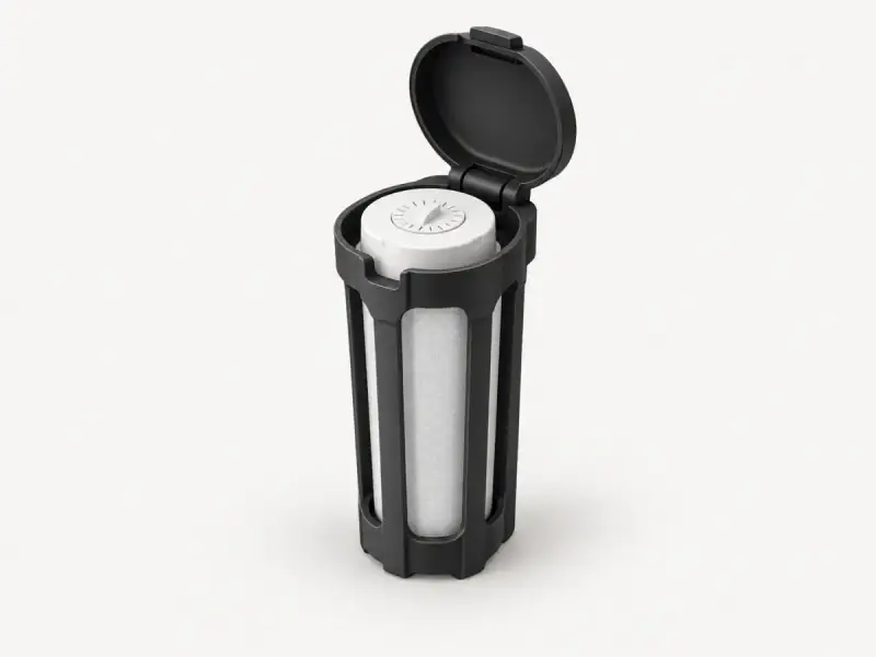 Illustration of an espresso machine water filter in its holder